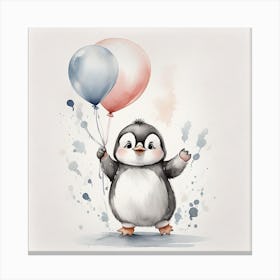Penguin With Balloons Canvas Print