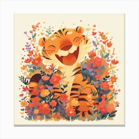 Tiger In Flowers Canvas Print