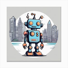 Robot In The City 37 Canvas Print