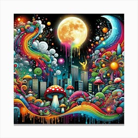 Psychedelic City 14 Canvas Print