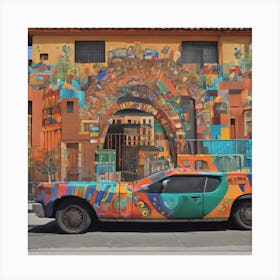 Car Mural In Mexico City Canvas Print