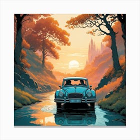 Car In A River Canvas Print