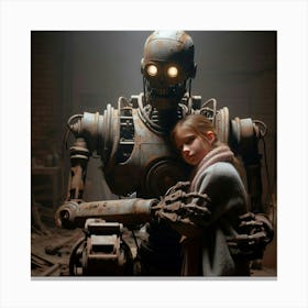 Girl And A Robot Canvas Print