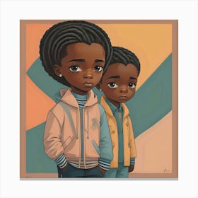 Two Black Children Canvas Print