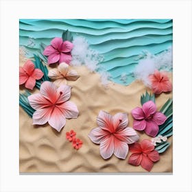 Paper Flowers On The Beach 1 Canvas Print