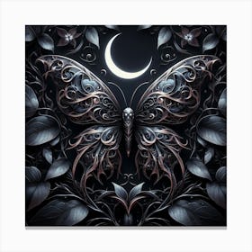 Dark Gothic Butterfly & Moon Canvas Print