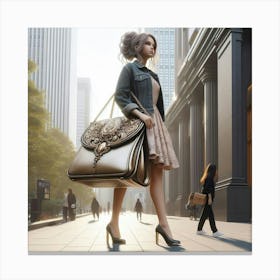Woman Carrying A Bag Canvas Print
