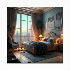 The View Of Very Beautifull Couple Bed Room 3d (3) Canvas Print