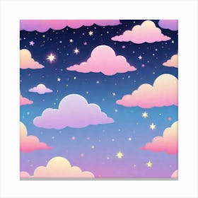 Sky With Twinkling Stars In Pastel Colors Square Composition 84 Canvas Print