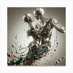 Robots In Love Canvas Print
