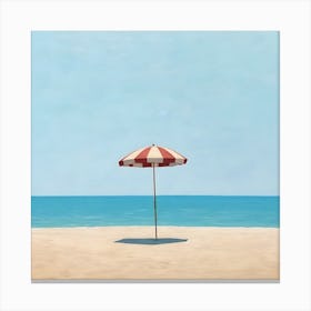 Beach Umbella Vacation Oil Painting Canvas Print