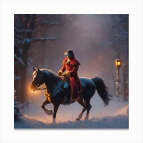 Man Riding A Horse Canvas Print