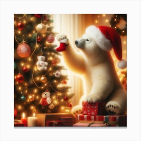 Christmas Polar Bear Canvas Print