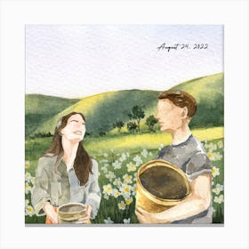 Couple In A Field Canvas Print