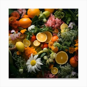 Flowers And Citrus 3 Canvas Print