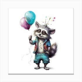 Birthday Raccoon 1 Canvas Print