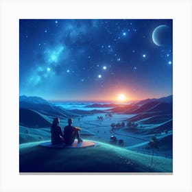 Couple Watching The Stars Canvas Print