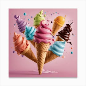 Colorful Ice Cream Cones 1 Canvas Print