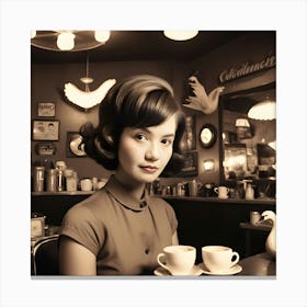 Girl In A Cafe 1 Canvas Print