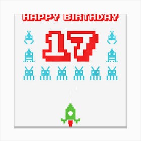 Kids 17th Birthday Video Game Number Seventeen Party Canvas Print