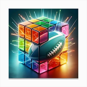 An Image Of A Colorful Transparent Rubik S Magic Cube With A Rugby Ball Inside Canvas Print