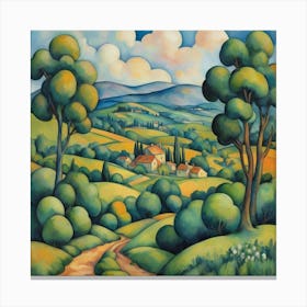 Pastoral Dreamscape Painting Inspired By Paul Cezanne 3 Canvas Print