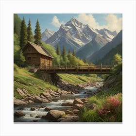 Cabin In The Mountains 3 Canvas Print