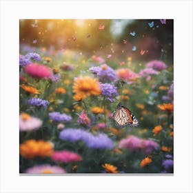 Whimsical Butterfly Field Canvas Print