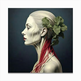 Firefly Surreal Side Profile Of A Rhubarb Woman 35282 (2) Canvas Print