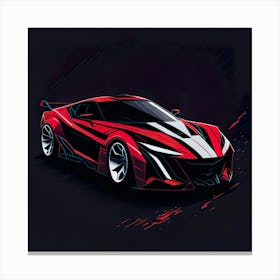 Car Red Artwork Of Graphic Design Flat (49) Canvas Print