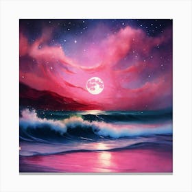 Moonlight At The Beach Canvas Print