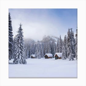 Cabins In The Snow 1 Canvas Print