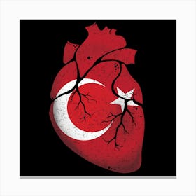 Turkey Heart Flag Canvas Print