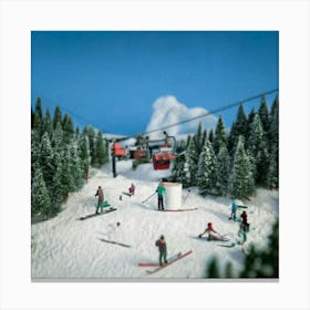 Firefly Mini, Ski, Resort, Cup, Tiny, Skiers, Snowboarders, Gliding, Snowy, Mountainsides, Ski Lifts (1) Canvas Print