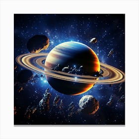 Saturn In Space Canvas Print