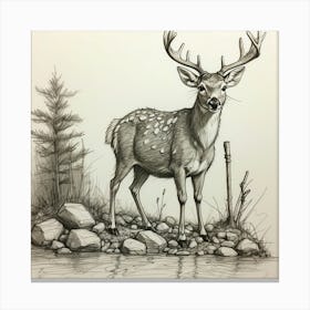 Deer By The Water 1 Canvas Print