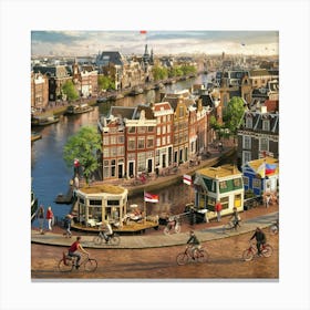 A Panoramic View Of The Bustling City Of Amsterdam Canvas Print