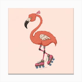 Flamingo Rollerblading 2 Canvas Print