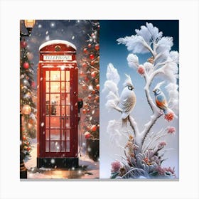 Christmas Tree And Telephone Booth Canvas Print