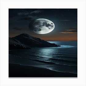 Full Moon Over The Ocean 1 Canvas Print