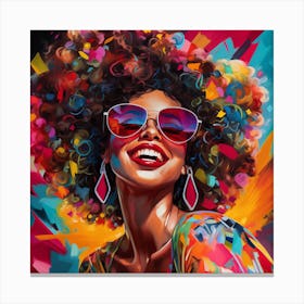 Maraclemente Black Woman Abstract Sun Glasses Afro Neon Colors 2 Canvas Print