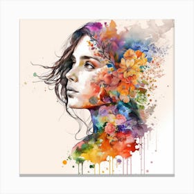 Watercolor Floral Woman #6 Canvas Print