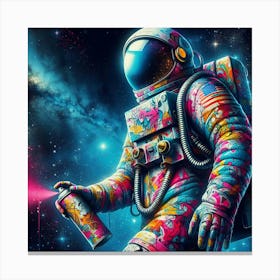 Astronaut In Space Painting Canvas Print