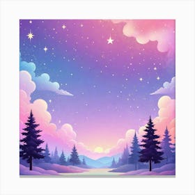 Sky With Twinkling Stars In Pastel Colors Square Composition 53 Canvas Print