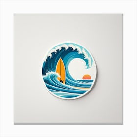 Surfboard On A Wave Canvas Print