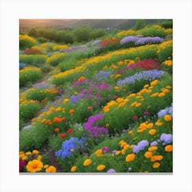 Wildflowers At Sunset 2 Canvas Print