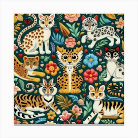 Cats And Flowers Canvas Print