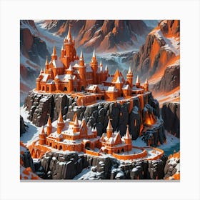 Orange Castle In The Snow Canvas Print