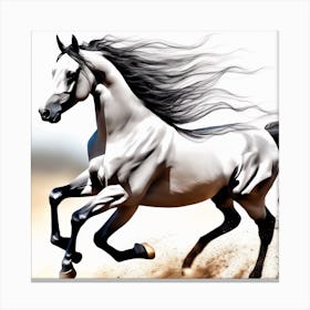 White Horse Running Canvas Print