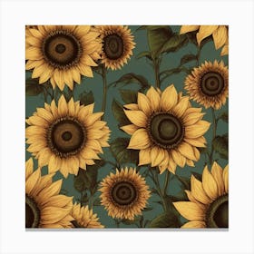 Default Default Retro Vintage Sunflower For Defferent Seasons 1 Canvas Print